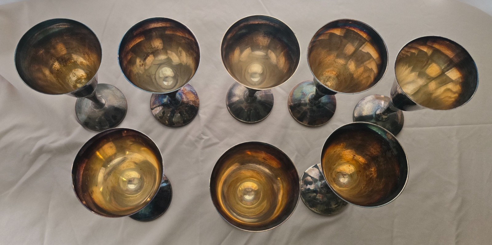 VINTAGE Roma S.L. Chalice/Goblet SPAIN MADRID Silver Plated 5" set of 8