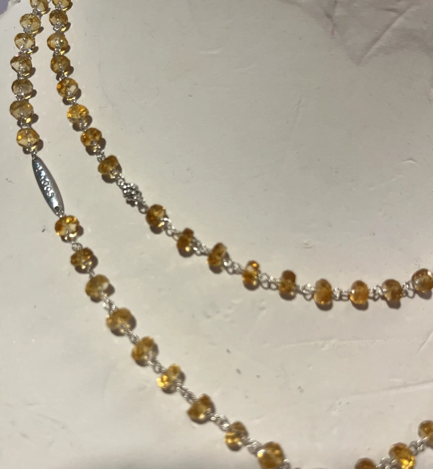 LAGOS 鱼子酱图标黄水晶串珠项链纯银 34 英寸全新 — 第 4/4 张图片