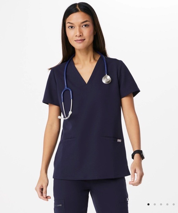 Figs Women's Sz L Casma Technical Collection Navy Blue Scrub Top FW1100 image 9