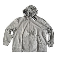 NWT ID Ideology Womens Full Zip Hoodie Sweatshirt Pockets Plus Size Gray  White