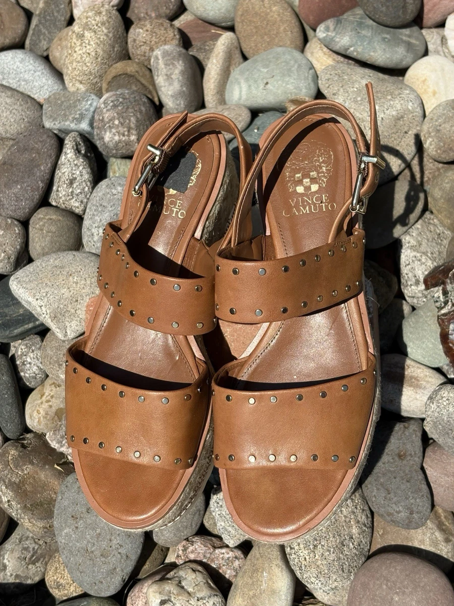 Vince Camuto Wedge Platform Heels Cork Summer Sandal 8 | eBay Vince Camuto Tan Studded Cork Platform Wedge Sandals main image 2
