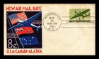 FIRST DAY OF ISSUE COVER NEW 8C AIRMAIL RATE USA-CANADA-ALASKA