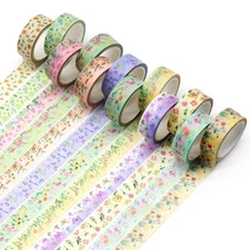 12 Rolls Floral Washi Tape 15mm Flower Masking Decorative Paper Tape for Crafts 