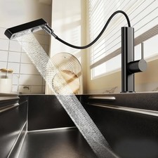 Matte Grey Pull-Down Kitchen Faucet 360  Swivel Dual Spray Stainless Steel