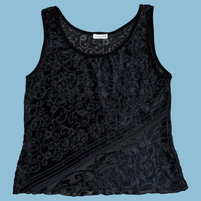 Vintage Y2K Christian Dior Velvet Burnout Shirt Top - M