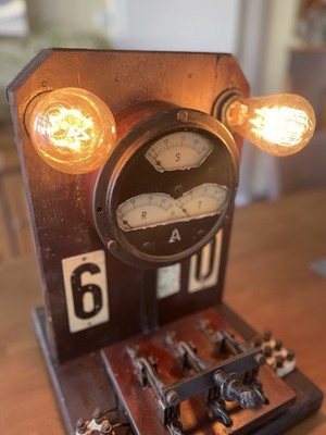 1920s Schalttafel als Lampe - Teslapunk - Steampunk - vintage - Loft