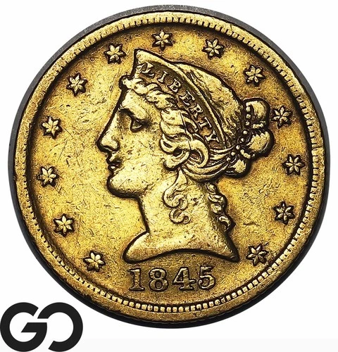 1845-D Liberty Half Eagle — photo from the most recent tracked eBay sale