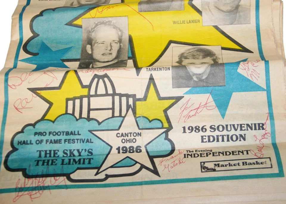 Periódico firmado por la corte de fútbol profesional 1986 x11 Bobby Layne Doak Walker +9 Foto 2 de 4