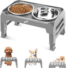 Elevated Dog Bowls for Small Medium Dogs, 3 Height Adjustable Raised Stand with