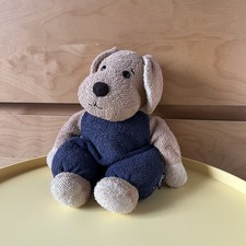 Sterntaler Vintage Spieluhr Hund Frottee beige blau 90er Alt Kuscheltier Rarit&auml;t