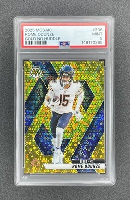 ROME ODUNZE 5/10 - 2025 MOSAIC FOOTBALL Gold  No Huddle Chicago Bears PSA 9 Mint