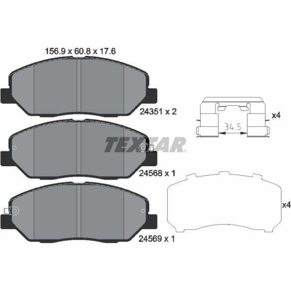 Textar 2435101 Bremsbelagsatz FüR Hyundai Ssangyong KIA KG Mobility Sorento XM-image