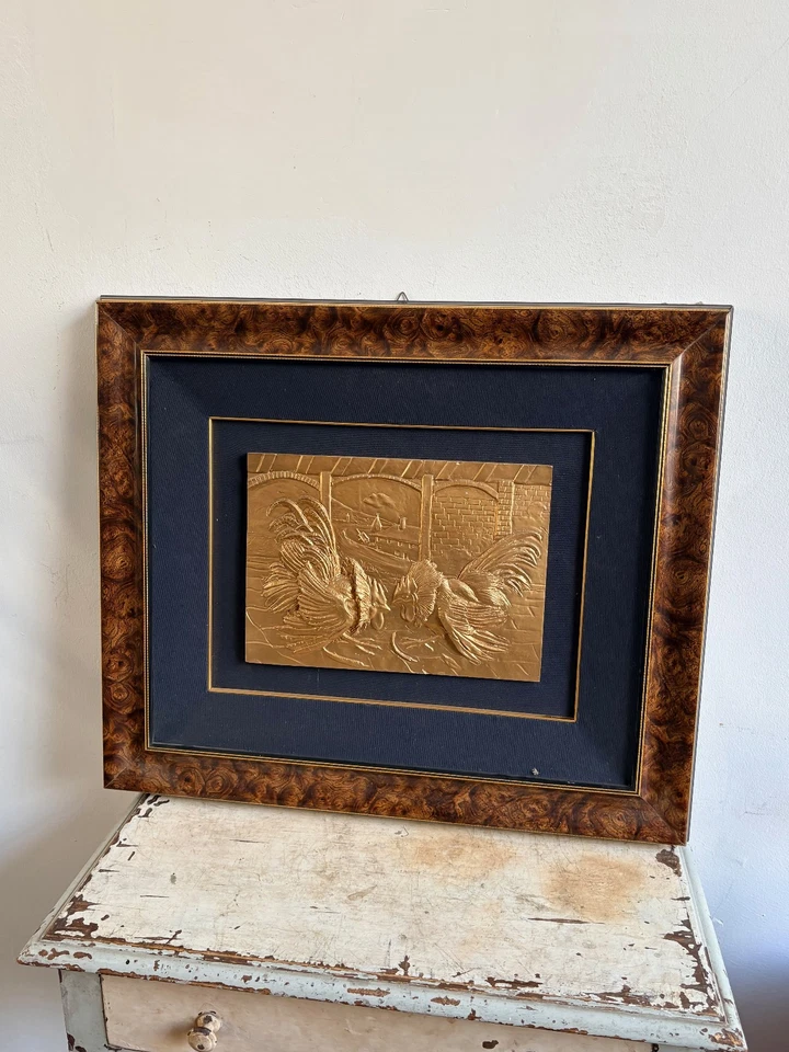 BASSORILIEVO ANTONIO LIGABUE COMBATTIMENTO TRA GALLI - Immagine 3 di 4