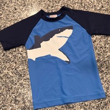 Hanna Andersson Boys Blue Shark Long Sleeve Swim Rash Guard 130cm US 8