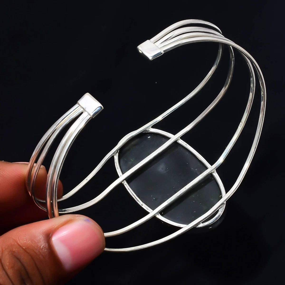 Labradorite Gemstone 925 Sterling Silver Handmade Bangle Jewelry Gift For Love