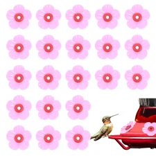 32-Pack Hummingbird Feeder Replacement Flowers, Plastic Part [Rose Pink, Red]