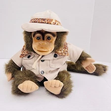 Hosung Chimp Monkey Plush Squeaker Stuffed Animal Hand Puppet VTG Child Playmate