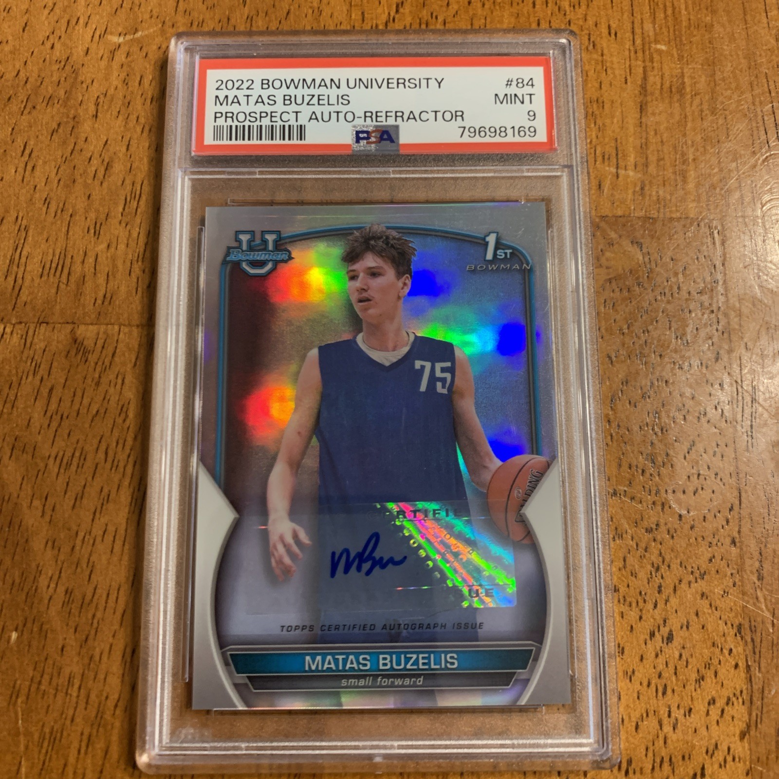 2022 Bowman University Matas Buzelis Prospects 1st Auto Refractor /499 PSA 9