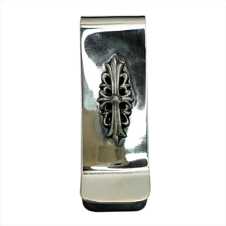 silver floral cross wallet chain 925 刻印 Cross Floral Wallet gray