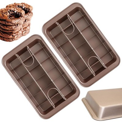 2 Pack Brownie Pan With Dividers Nonstick Carbon Steel Baking Loaf Tray 18 Slot