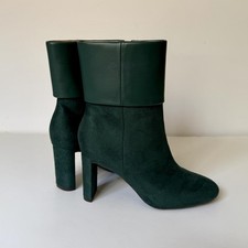 Botas Alfani Mujer Talla 5 Verde AJOJO Pino Tobillo Plegable Puño Tacón Bloque