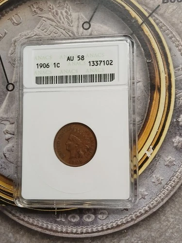 1906 1c  AU 58  Indian Head Penny   T-209