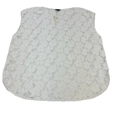 $79 TALBOTS Sleeveless Top White Eyelet Lace Large Tank Top Beach Wedding NEW