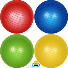 Leyndo 4 Pcs 26 Inch Yoga Exercise Ball Pilates Pregnancy Birthing Fitness Ba...