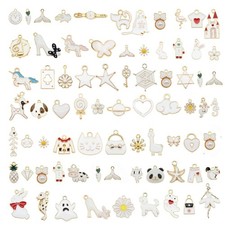 30pcs Mixed Enamel White Charms Assorted Pendants for Jewelry Making Bulk lot...