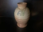 Roseville Futura Tan 1928 Vintage Art Deco Pottery Egg Vase With Leaves 428-8