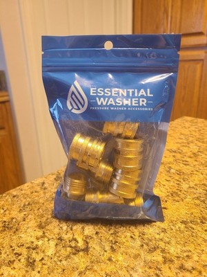 (4) Set Coupler Plug 3/4'' Pressure Washer Adapter Kit Brass Quick Connect Hose
