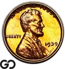1939 Lincoln Cent Wheat Penny PROOF, Red Solid Gem PR++