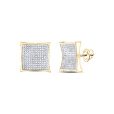 10kt Yellow Gold Womens Round Diamond Kite Cluster Earrings 7/8 Cttw