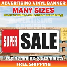 SUPER SALE Advertising Banner Vinyl Mesh Sign Clearance Retail Shop Discount