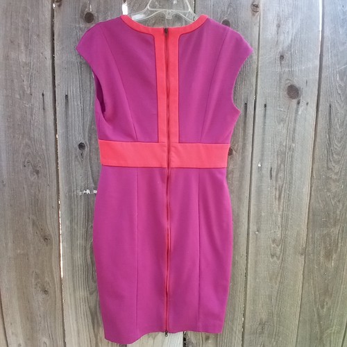Narciso Rodriguez Dress Womens Medium Purple Red Sheath V-Neck Zip Closure - Picture 2 of 11