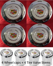 4pcs. 2007-2014 CADILLAC ESCALADE  22" WHEEL CENTER CAPS +4 TIRE VALVE STEMS