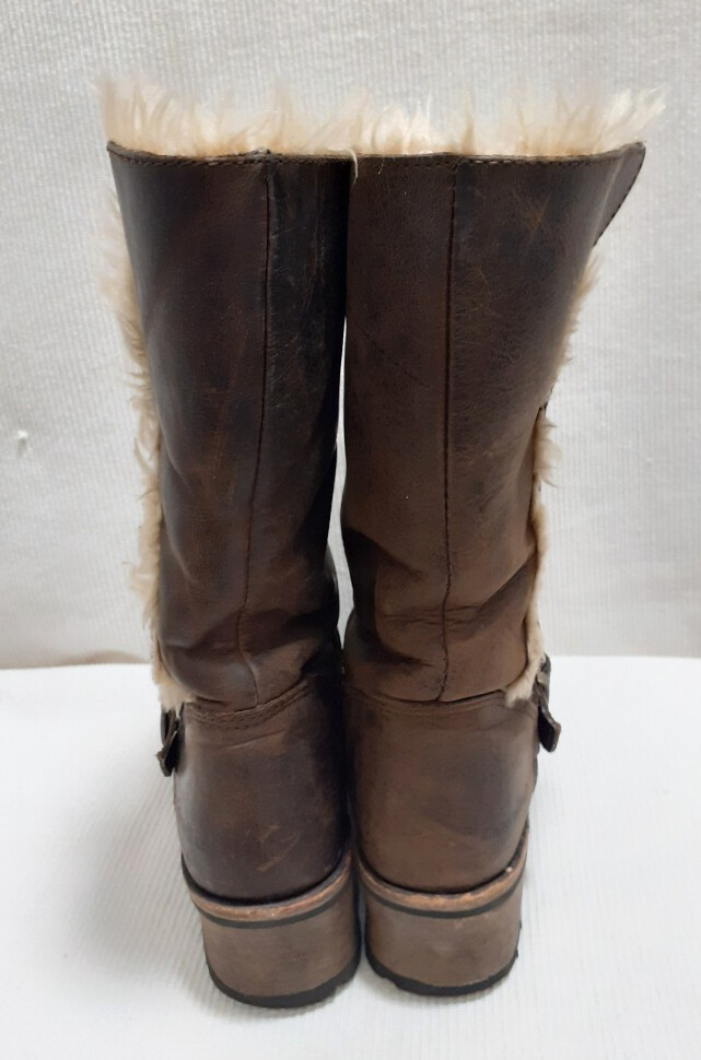 CATERPILLAR CAT Womens brown leather winter boots cowboy shearling UK 4 CG H23 eBay