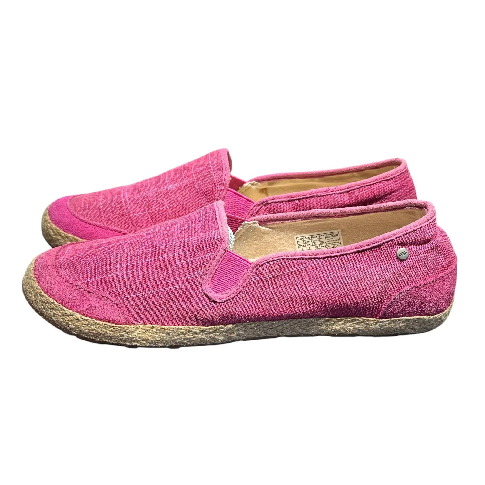 Ballerine espadrillas UGG Delizah tela pelle di pecora donna rosa slip on