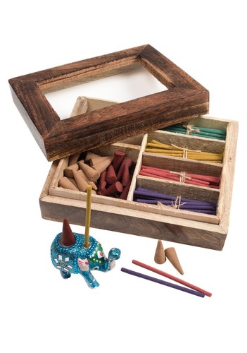 Namaste Scents Incense Gift Box Glittery Elephant Holder & 100 Sticks, 40 Cones - Picture 2 of 2