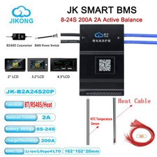 JK Smart BMS 8-24S 200A w/Heat 2A Active Balance Li-ion LiFePo4 Battery BMS Lot