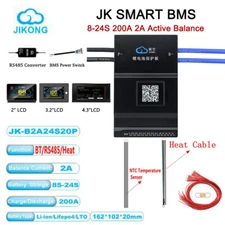 JK Smart BMS 8-24S 200A w/Heat 2A Active Balance Li-ion LiFePo4 Battery BMS Lot