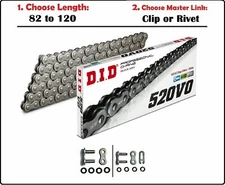 D.I.D DID 520 VO Oring Drive Chain Natural with Clip or Rivet Master Link