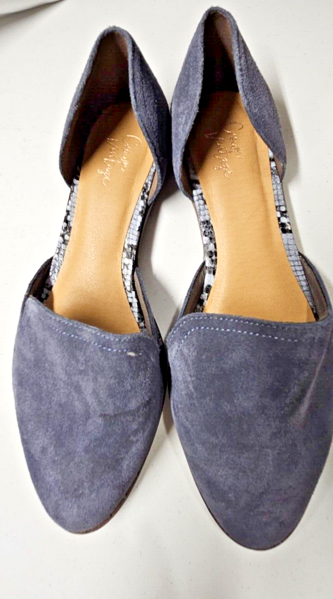 Crown Vintage blue Dorsey Vaylyn flats slip on cut out side 8M - Main Image