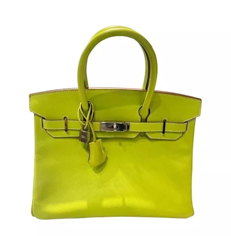 Pre-owned Hermes Birkin 35 Kiwi Candy Epsom Palladium Hardware