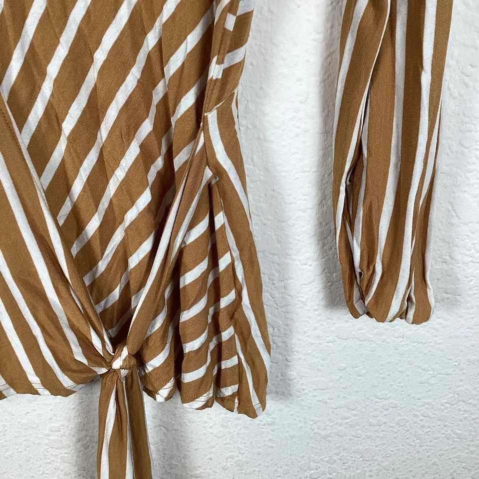 Женская рубашка Doublju размер 2XL с длинным рукавом топ пуловер в полоску мягкий отличное состояние - Изображение 3 из 4