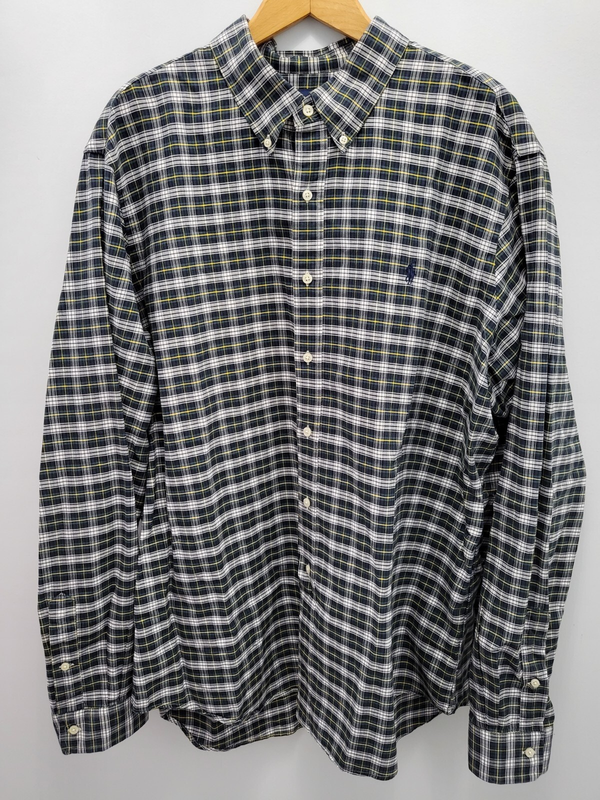 PONY Ralph Lauren camicia a quadri uomo XXL abito Gordon tartan scozzese con frangia blu