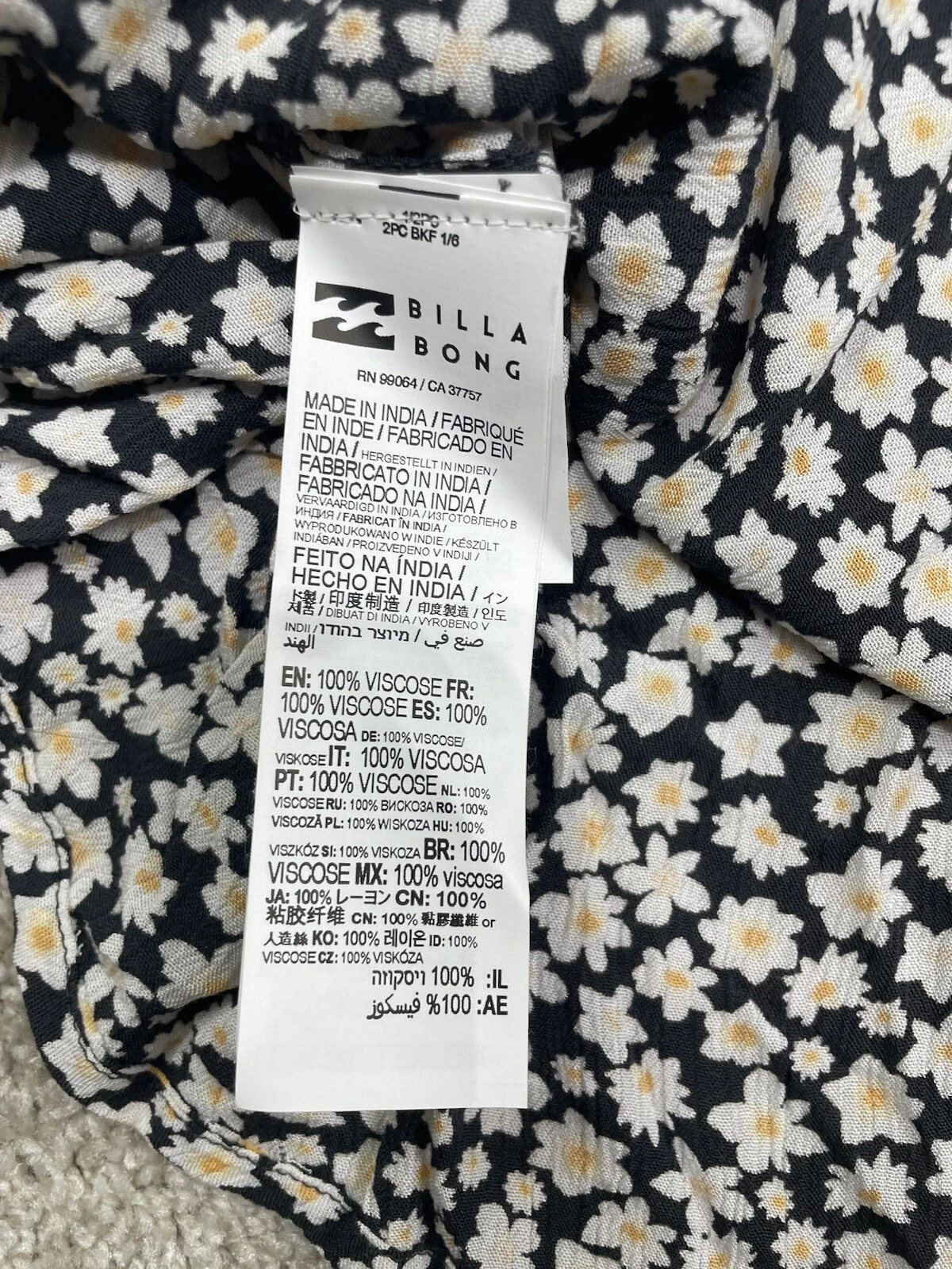 UNDERCOVER BillaBong Secret Wish Babydoll Vestito Donna XS Mini Abito Floreale Nuovo con etichette