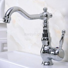 Polished Chrome Brass Swivel Kitchen Sink Bathroom Basin Mixer Tap Faucet