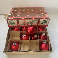 Vtg Christmas Ornament Mercury Glass Lot of 10 East Germany W/ Box Shiny Brite