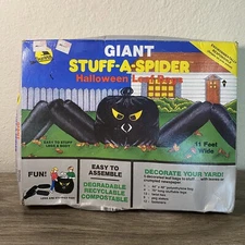 Vintage Giant Stuff A Spider Leaf Bags Kit 11 Feet Wide Halloween Sun Hill 1990